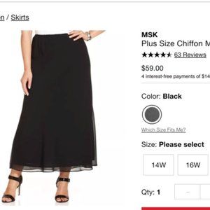 BLACK CHIFFON MAXI SKIRT 16W